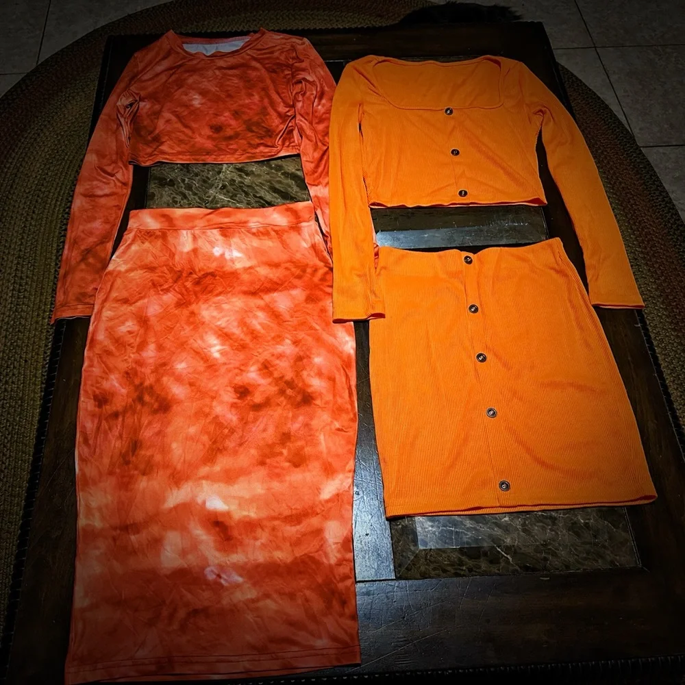 Y2K Stylish Orange and orange Red Women's Dress Set both new without tags combo - Picture 4 of 5
